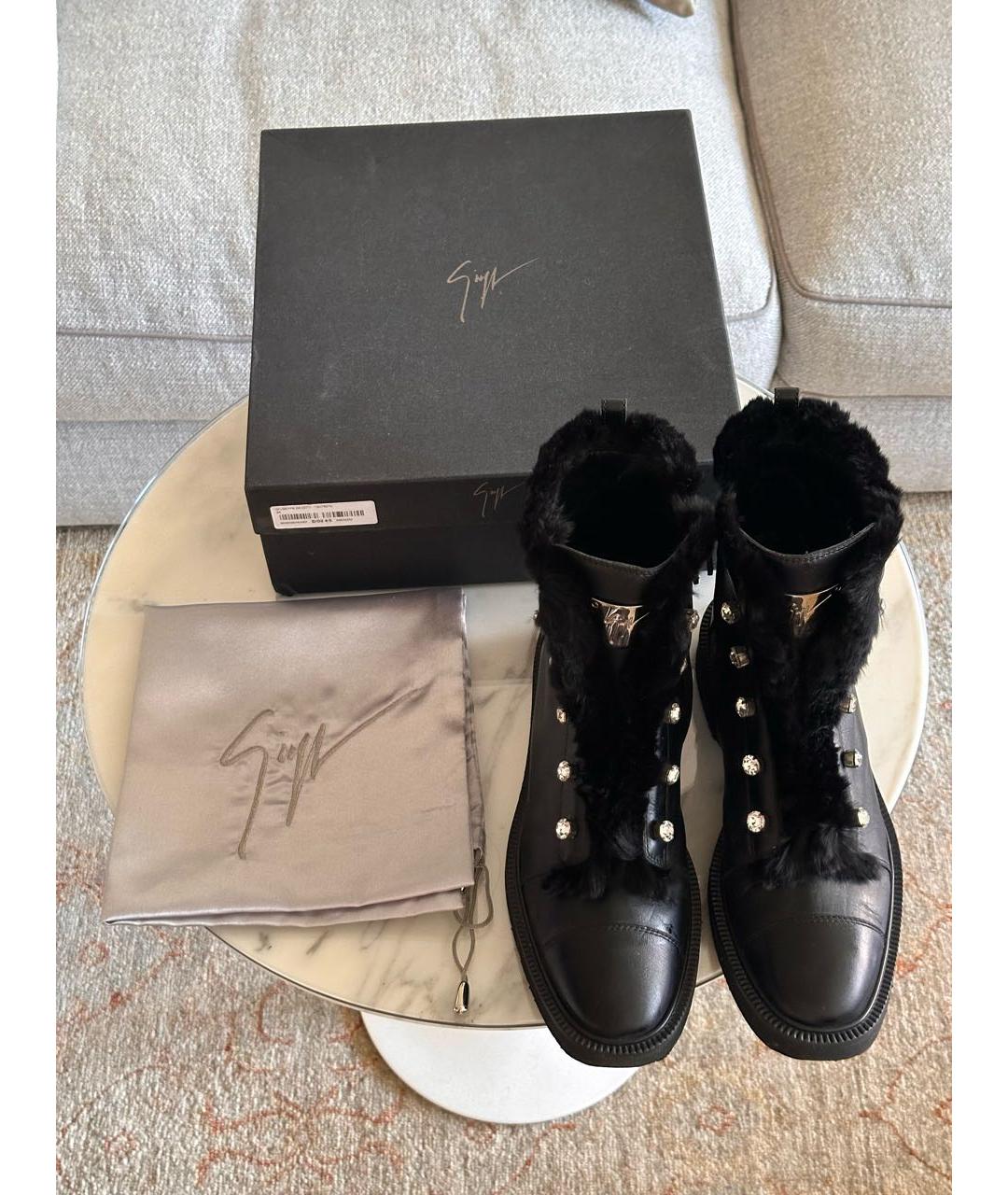 GIUSEPPE ZANOTTI DESIGN Черные кожаные ботинки, фото 4