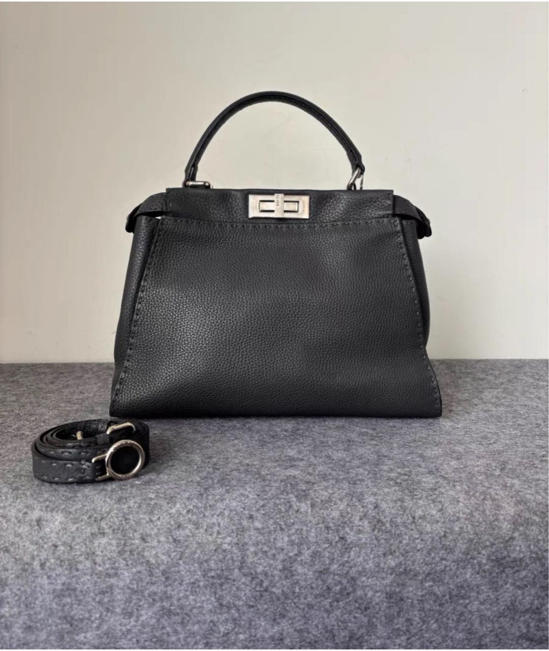 FENDI Черная кожаная сумка через плечо, фото 9