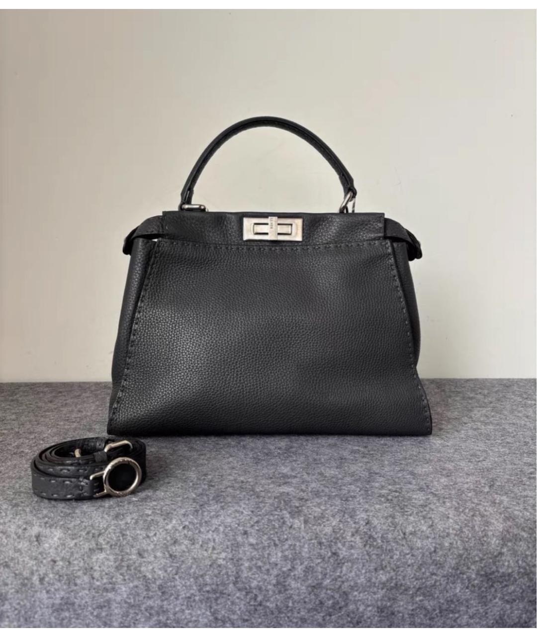 FENDI Черная кожаная сумка через плечо, фото 2