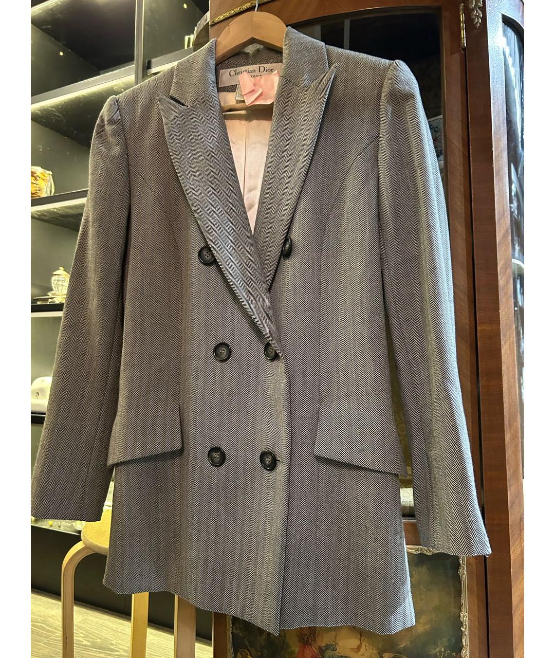 CHRISTIAN DIOR Серый шерстяной костюм с брюками, фото 3