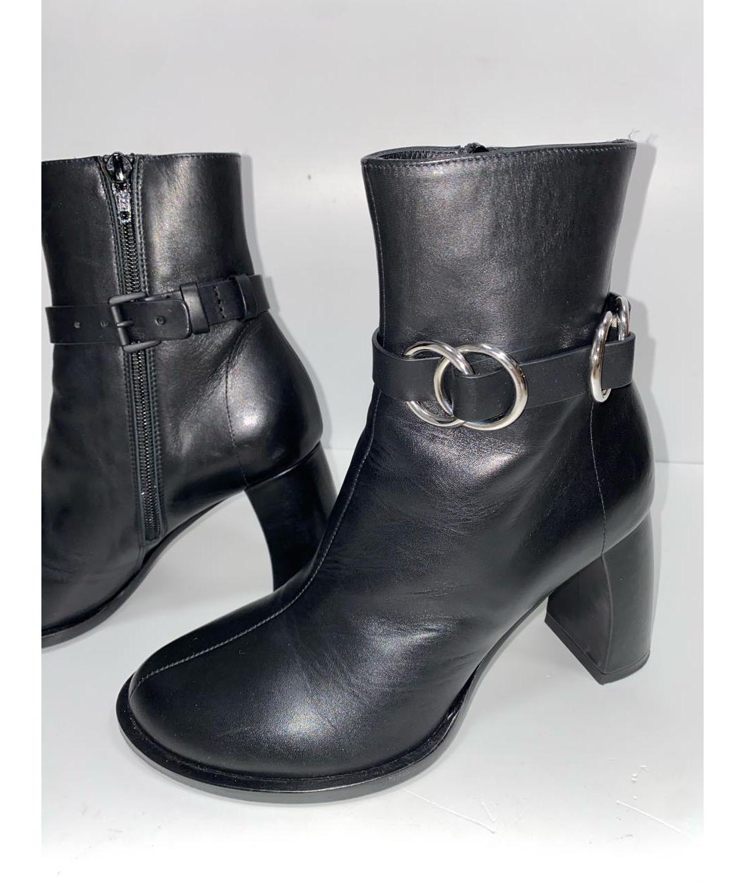 ANN DEMEULEMEESTER Черные кожаные ботильоны, фото 8