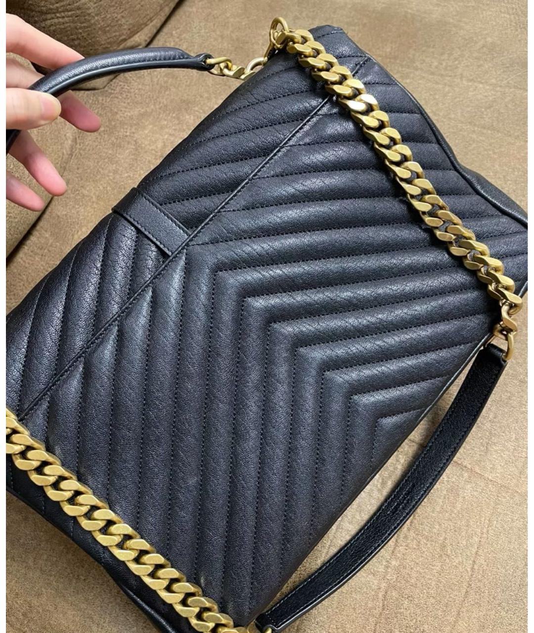 SAINT LAURENT Черная кожаная сумка через плечо, фото 3