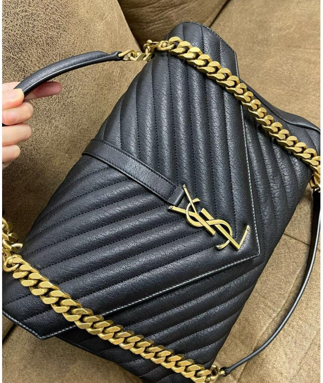 SAINT LAURENT Черная кожаная сумка через плечо, фото 2