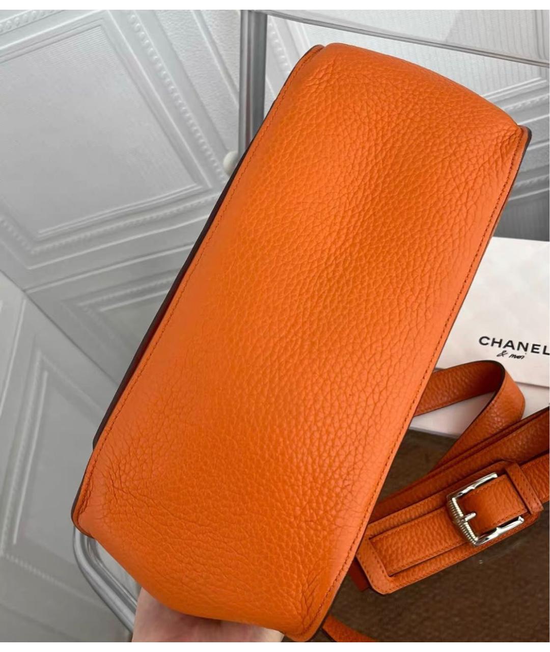 HERMES Оранжевая кожаная сумка тоут, фото 5