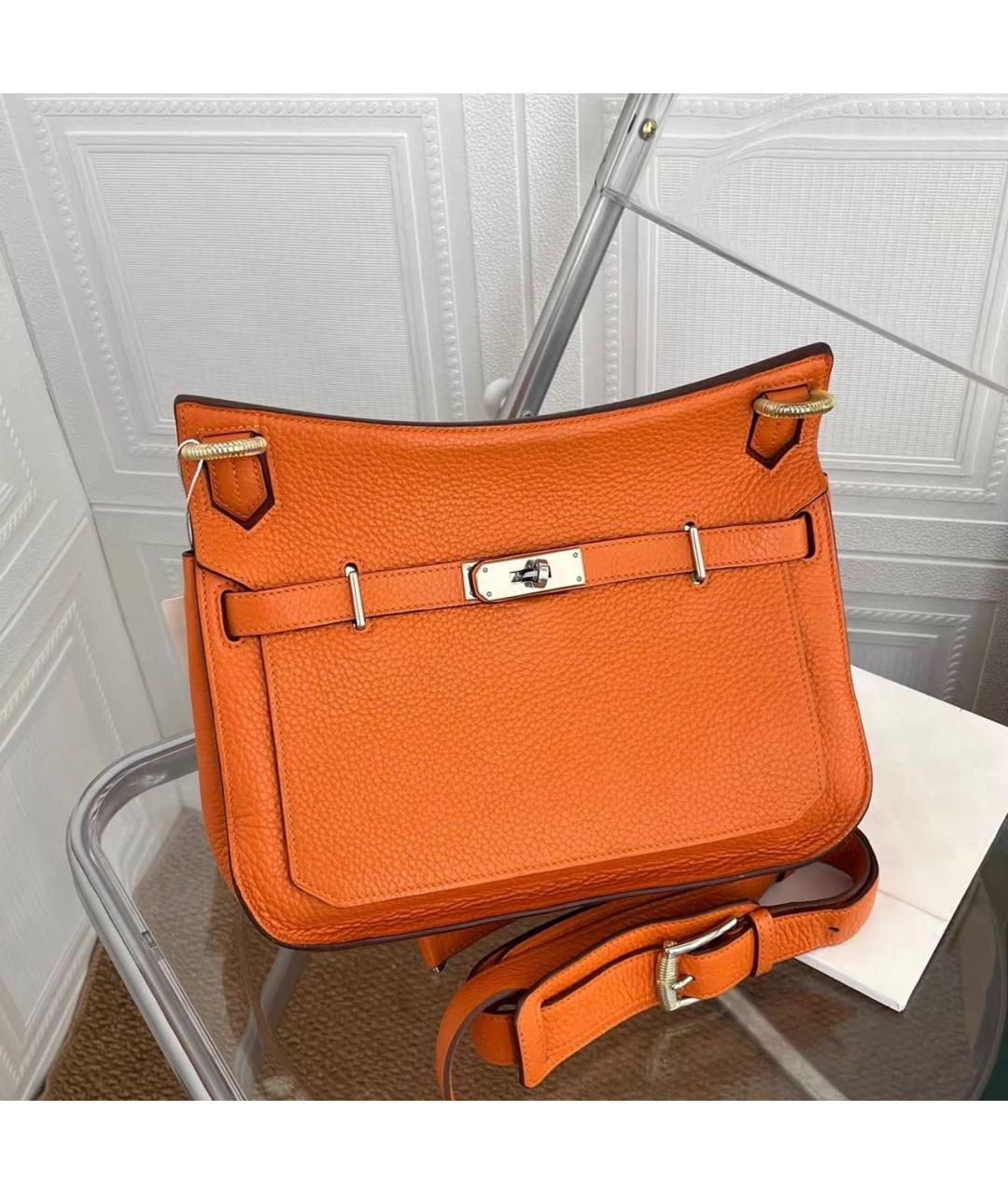 HERMES Оранжевая кожаная сумка тоут, фото 8