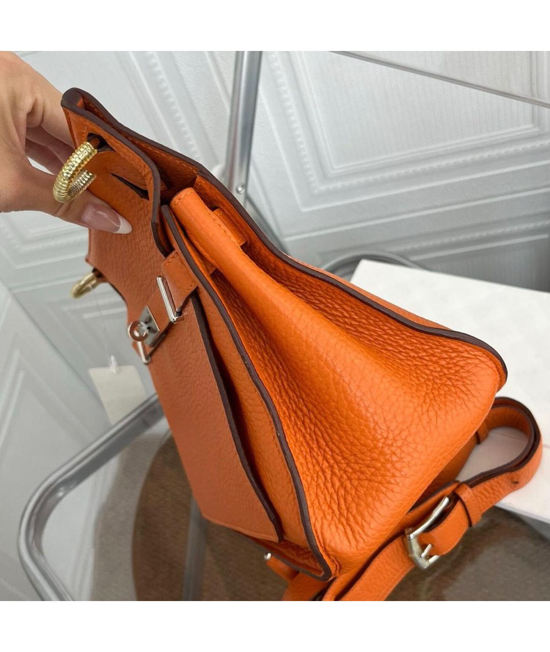 HERMES Оранжевая кожаная сумка тоут, фото 3