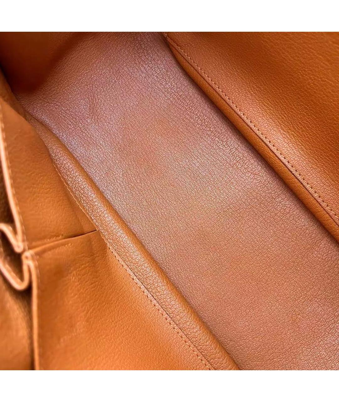 HERMES Оранжевая кожаная сумка тоут, фото 7