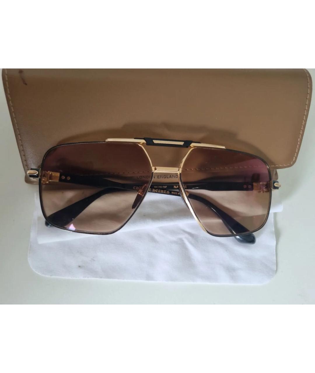 CHROME HEARTS Золотые металлические солнцезащитные очки, фото 4