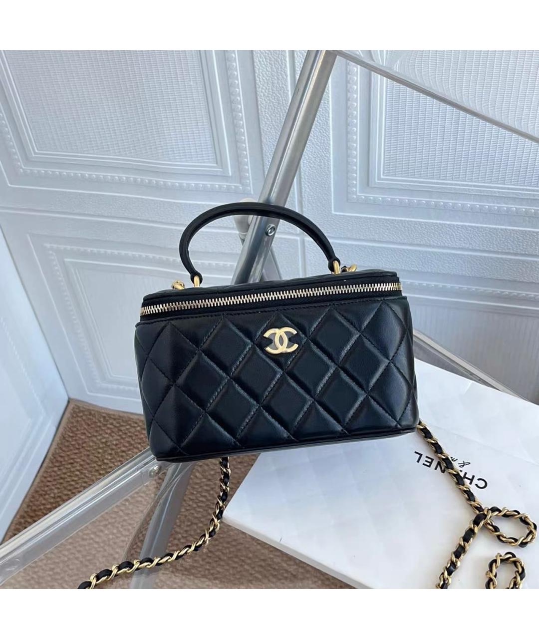 CHANEL Черная кожаная сумка через плечо, фото 8