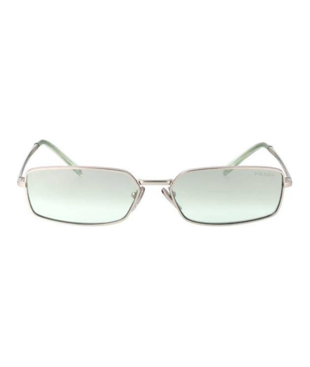 PRADA Серебряные металлические солнцезащитные очки, фото 2