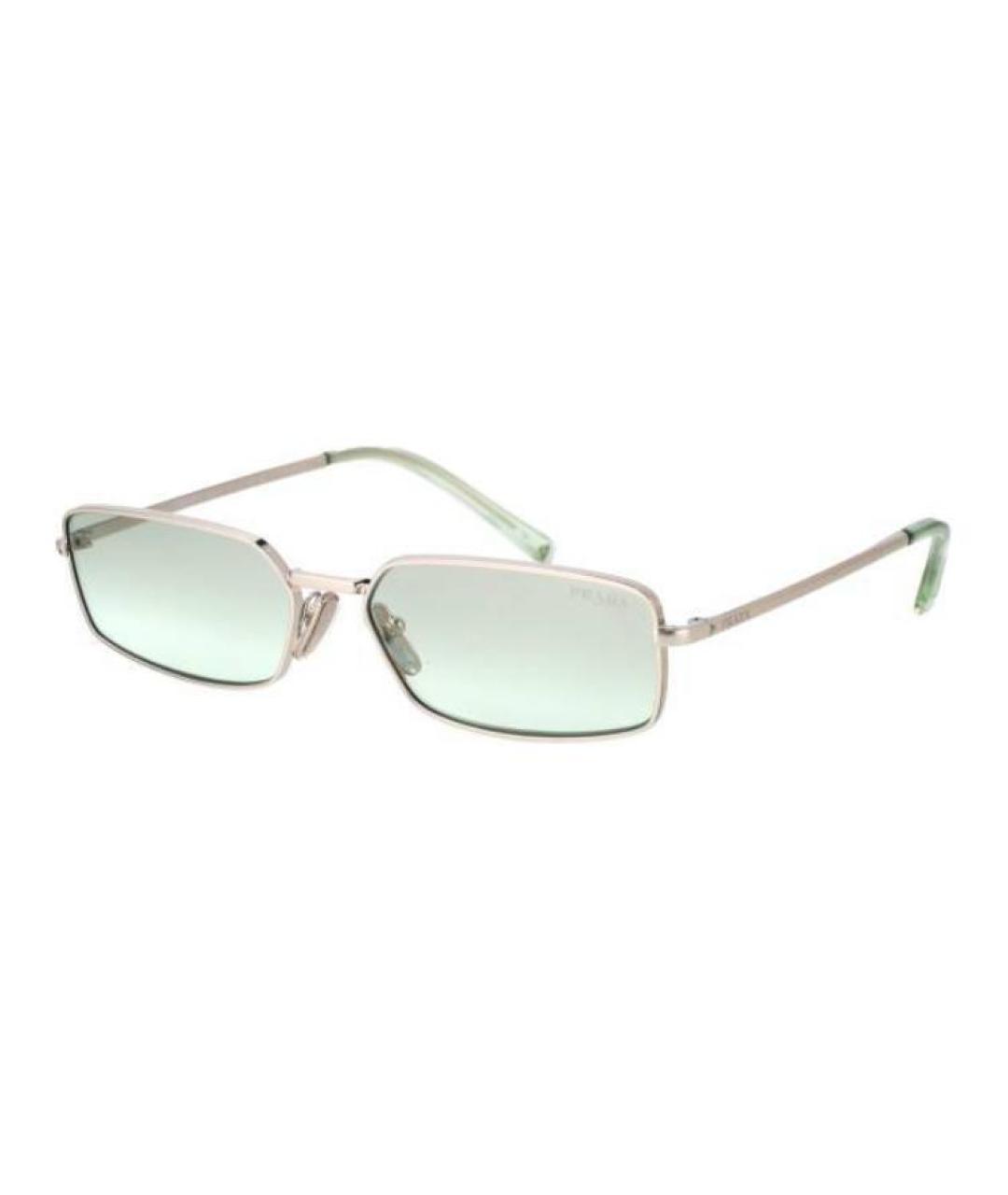 PRADA Серебряные металлические солнцезащитные очки, фото 4