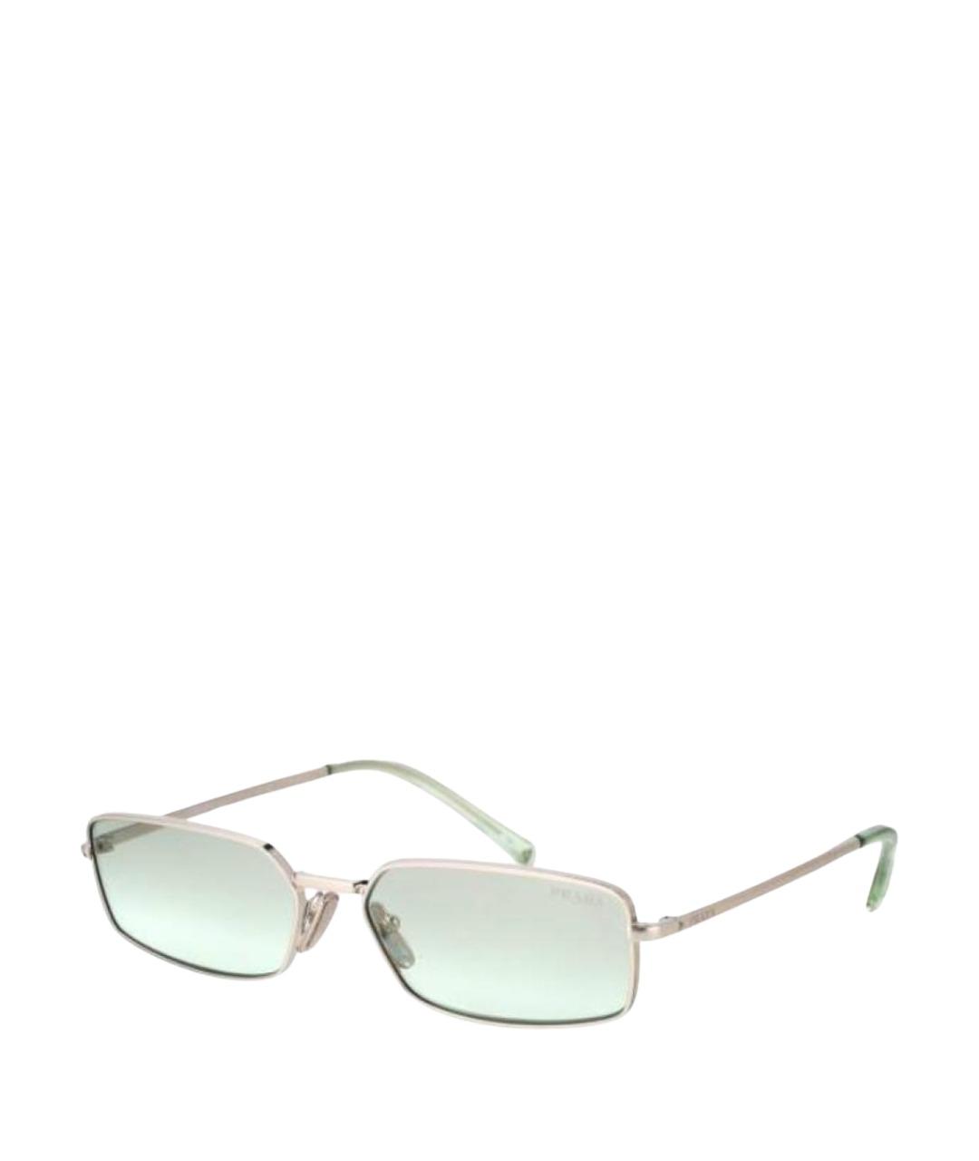 PRADA Серебряные металлические солнцезащитные очки, фото 1
