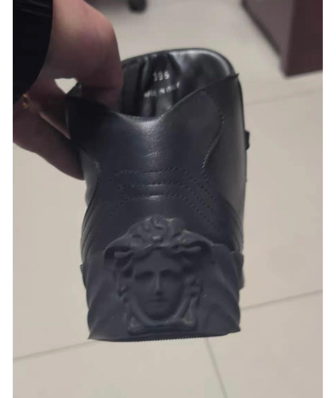 VERSACE Черные кожаные высокие кроссовки / кеды, фото 4