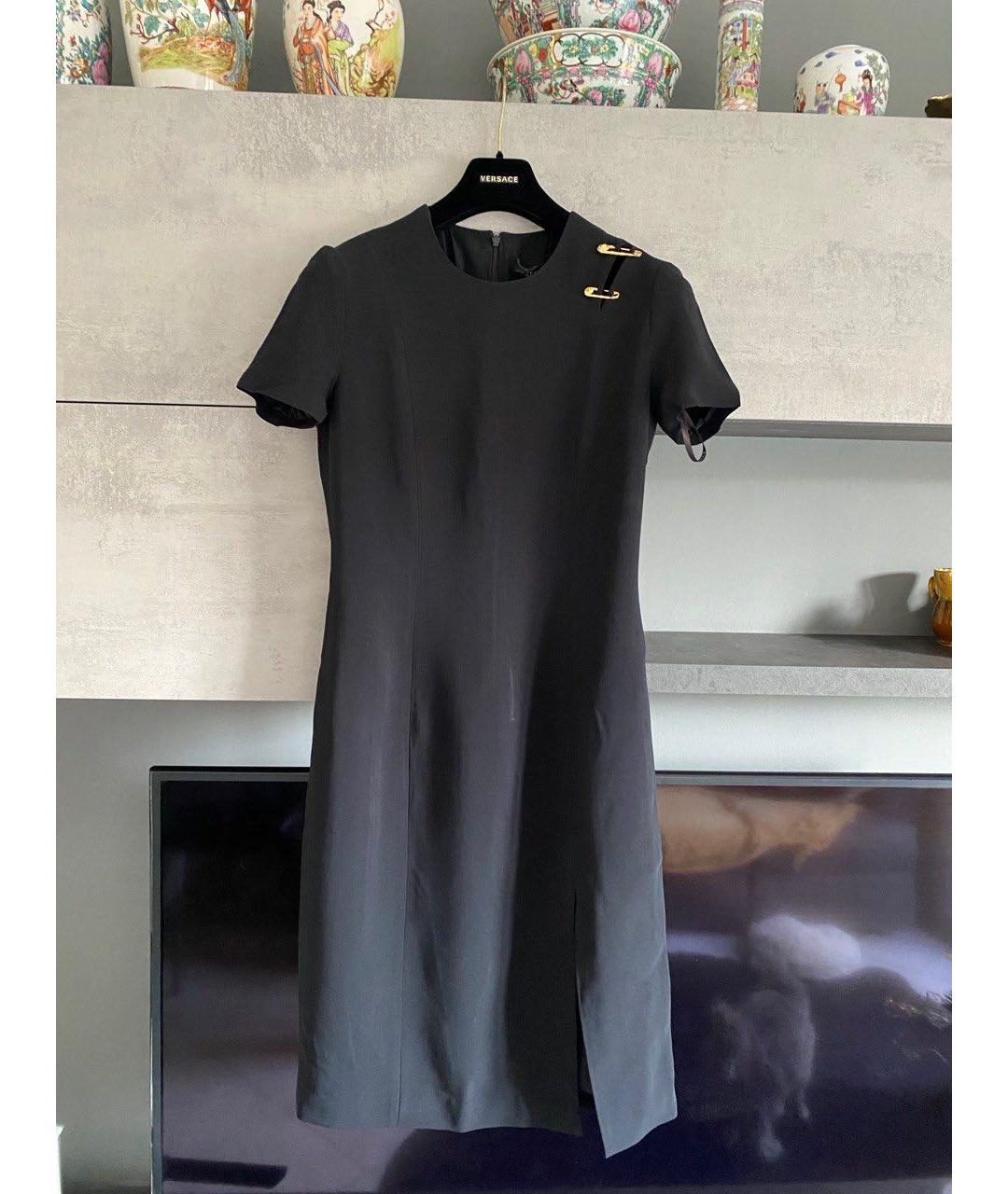 VERSACE Черное вискозное коктейльное платье, фото 2