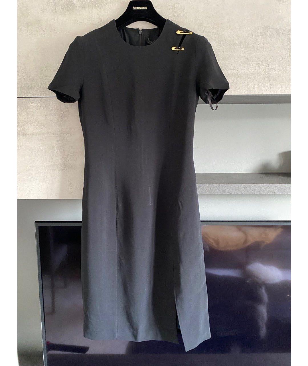 VERSACE Черное вискозное коктейльное платье, фото 7