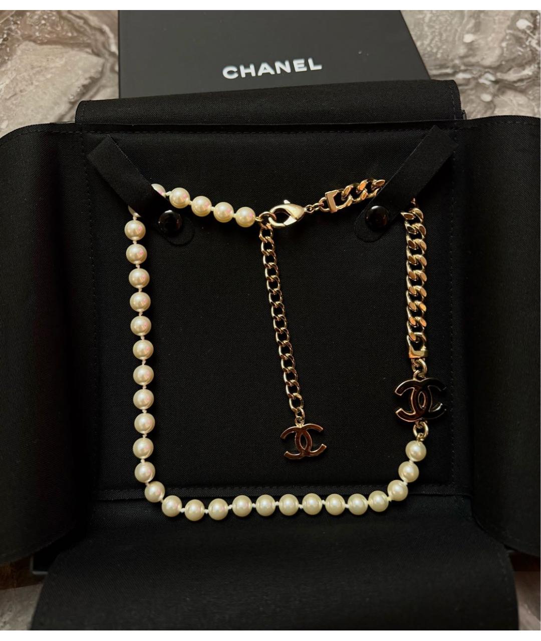 CHANEL Белое жемчужное колье, фото 4