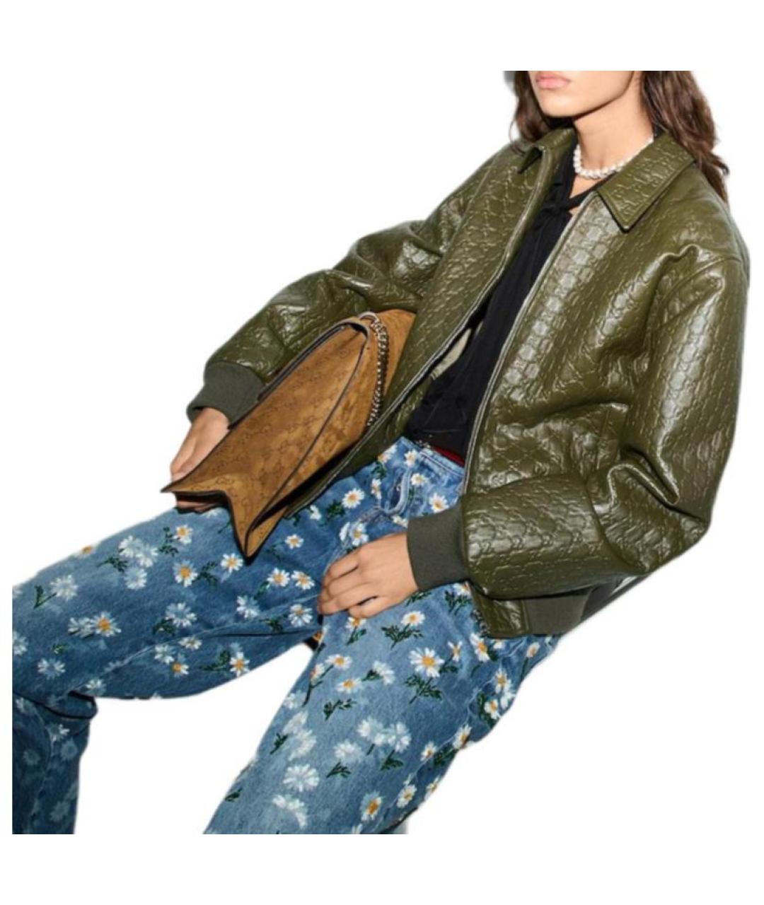 GUCCI Зеленая кожаная куртка, фото 4