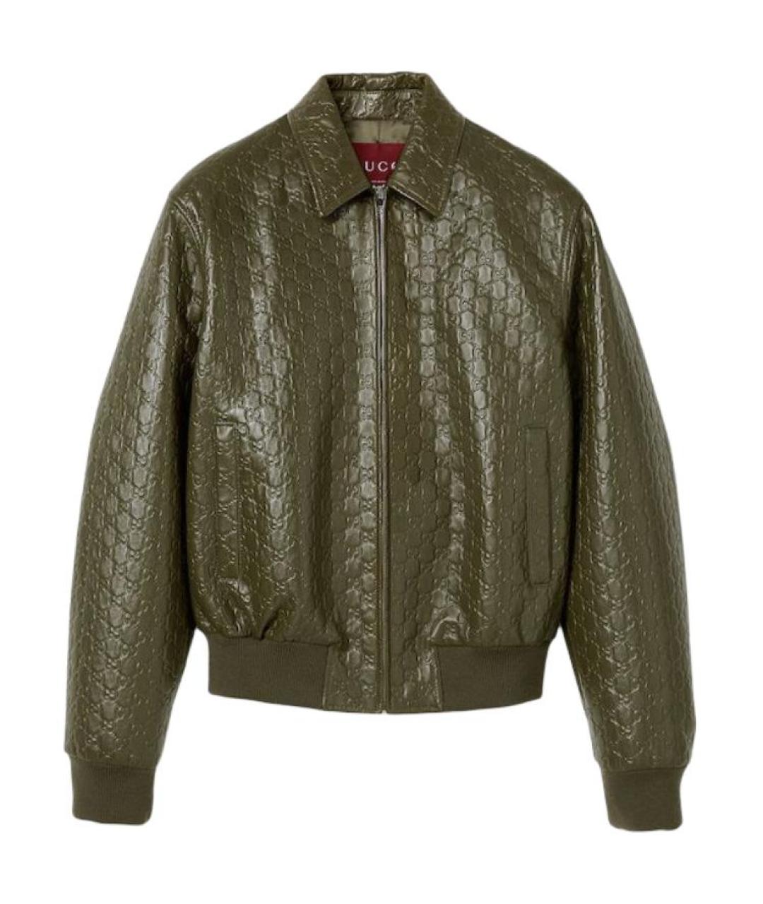 GUCCI Зеленая кожаная куртка, фото 1