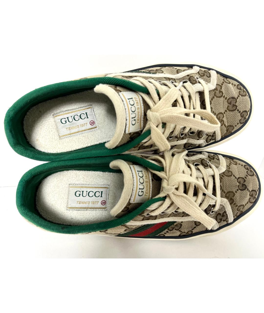 GUCCI Коричневые текстильные кеды, фото 6