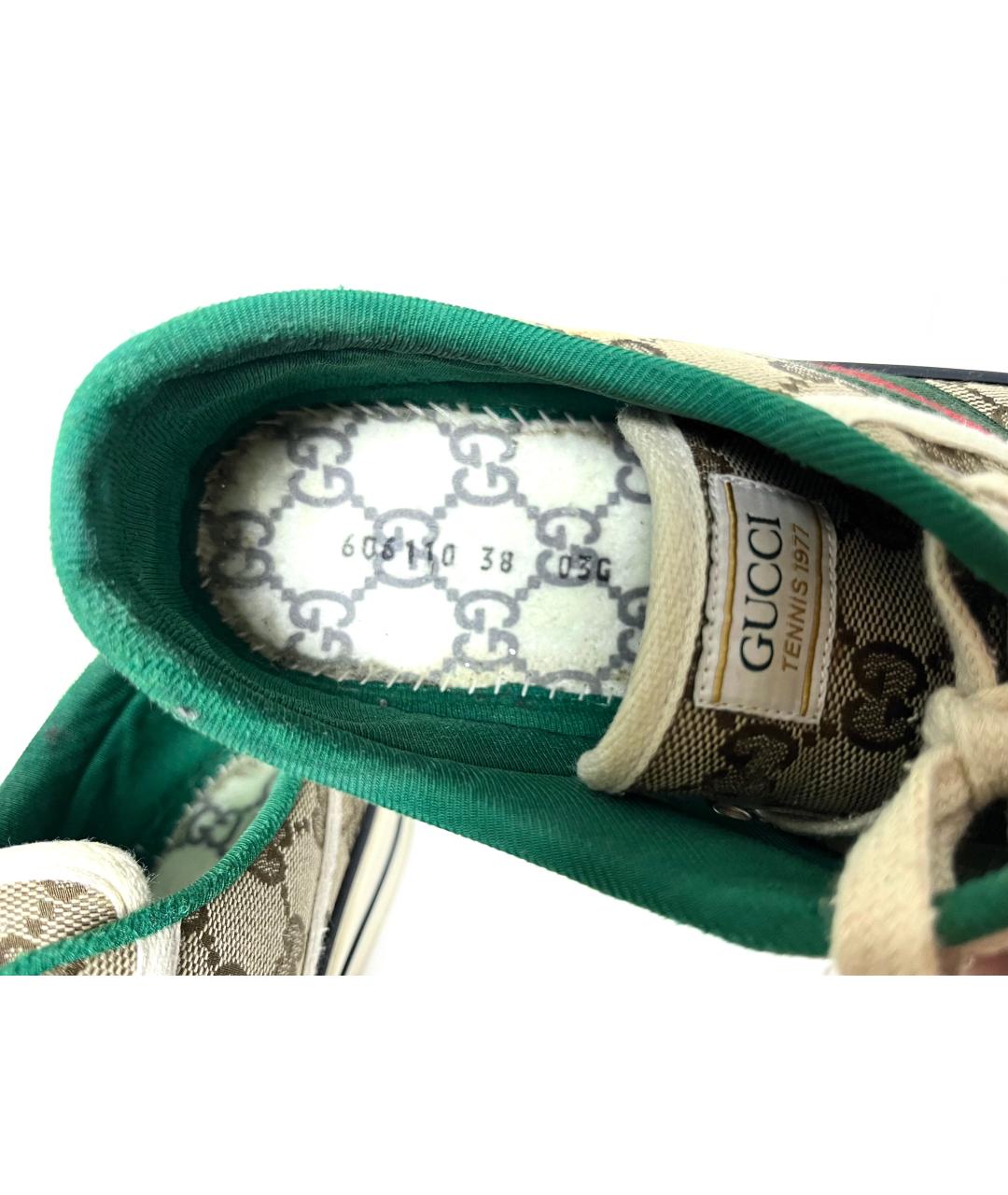 GUCCI Коричневые текстильные кеды, фото 8