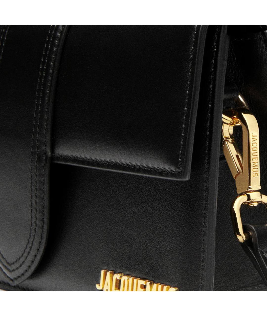 JACQUEMUS Черная кожаная сумка через плечо, фото 4