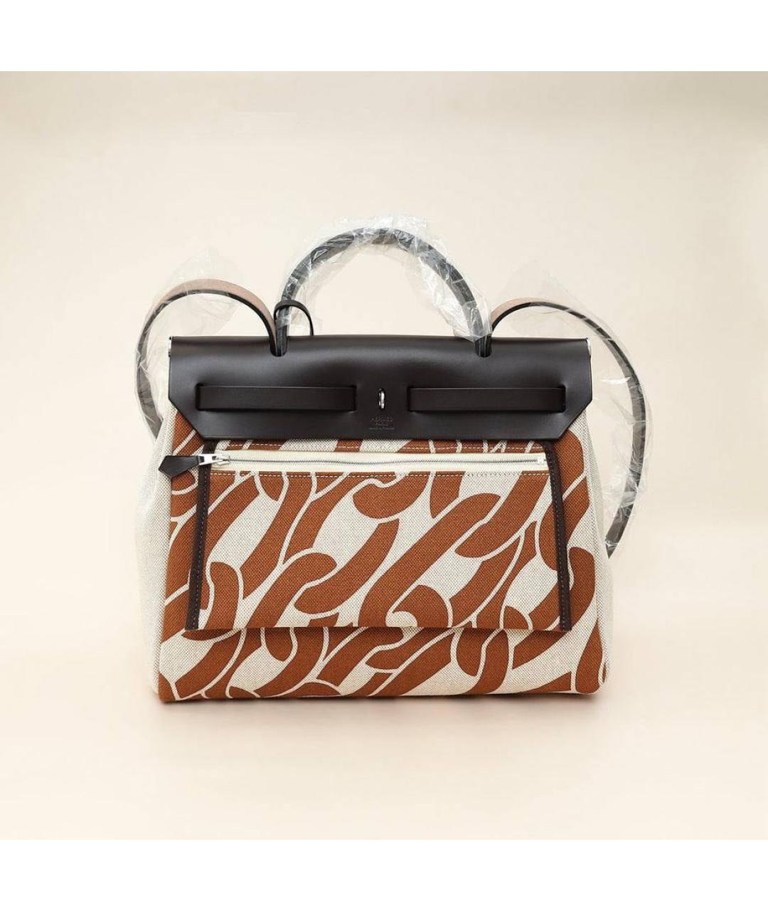 HERMES Коричневая сумка через плечо из канвы, фото 3
