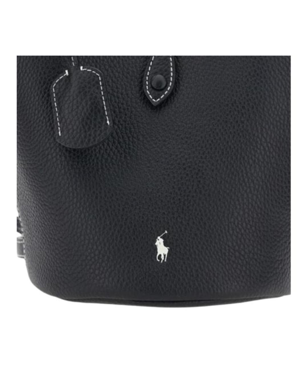 POLO RALPH LAUREN Черная кожаная сумка через плечо, фото 3