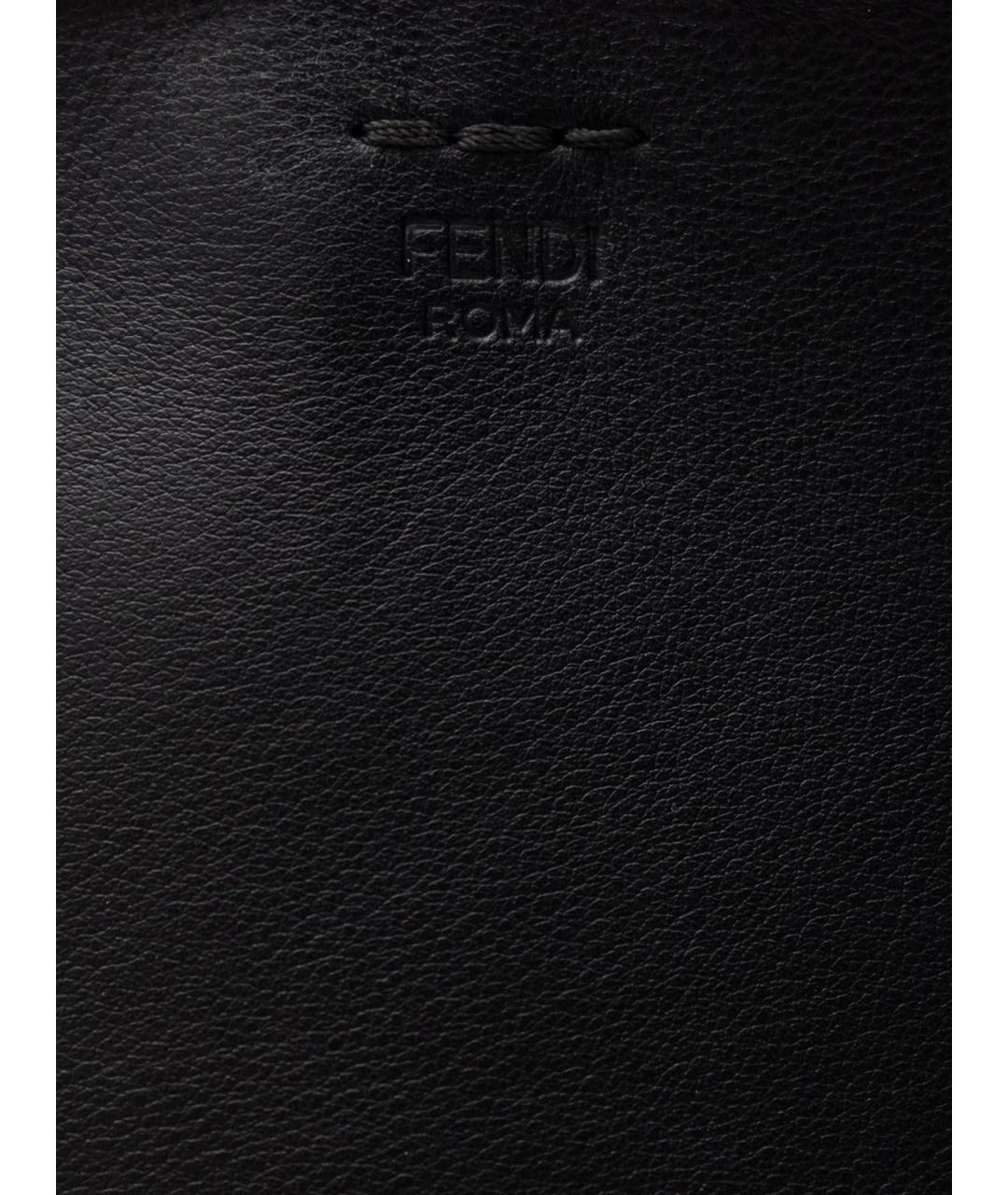 FENDI Черная кожаная сумка тоут, фото 5