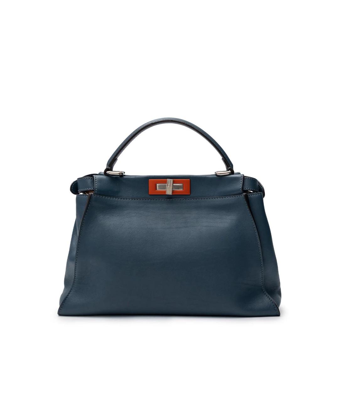FENDI Синяя кожаная сумка тоут, фото 3