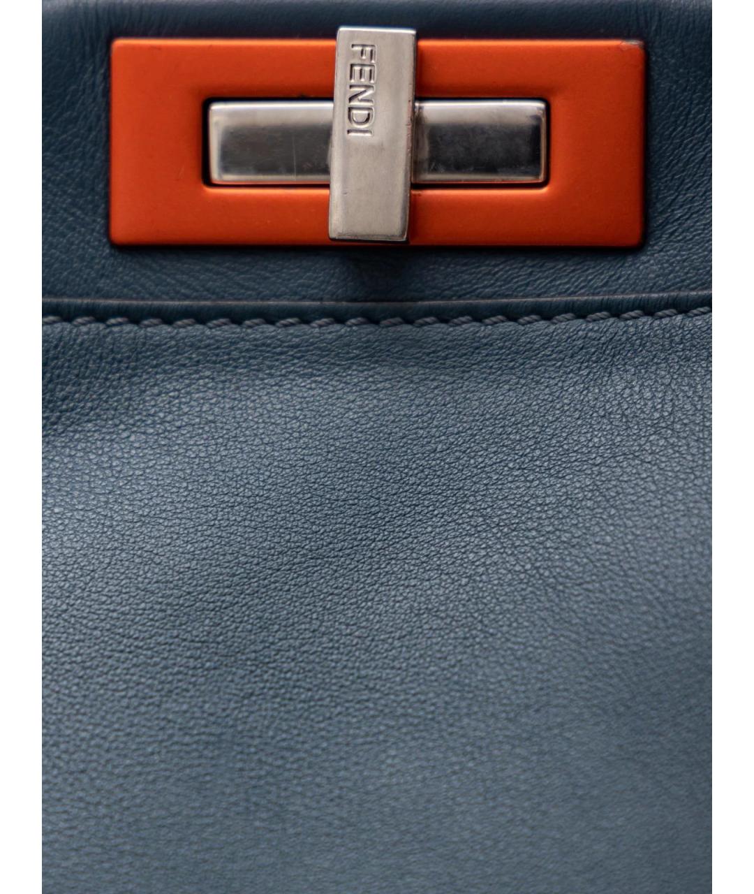 FENDI Синяя кожаная сумка тоут, фото 4
