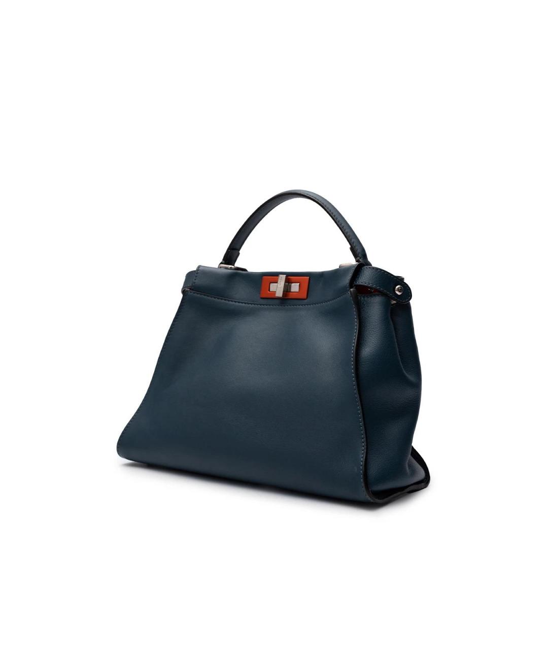 FENDI Синяя кожаная сумка тоут, фото 2