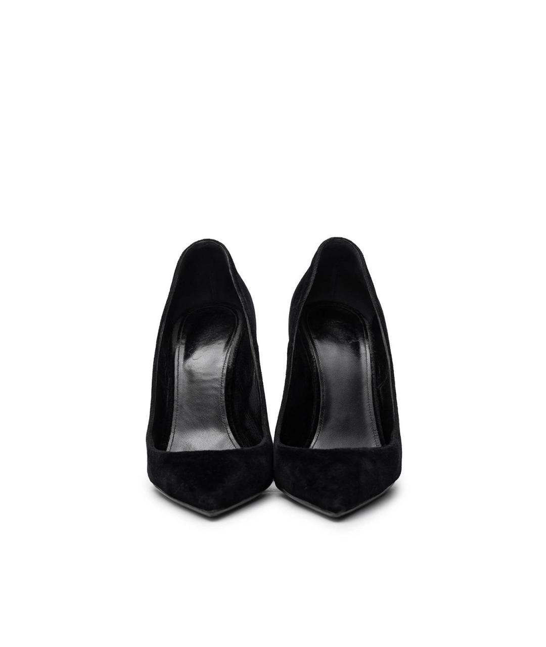 SAINT LAURENT Черные бархатные туфли, фото 4
