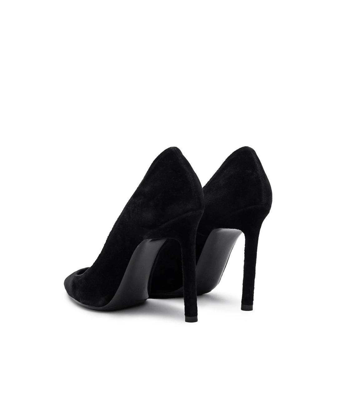 SAINT LAURENT Черные бархатные туфли, фото 3