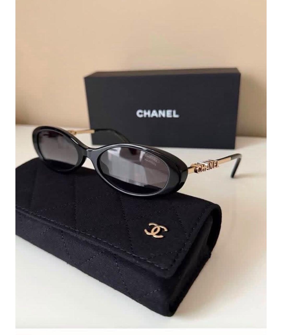 CHANEL Черные пластиковые солнцезащитные очки, фото 5