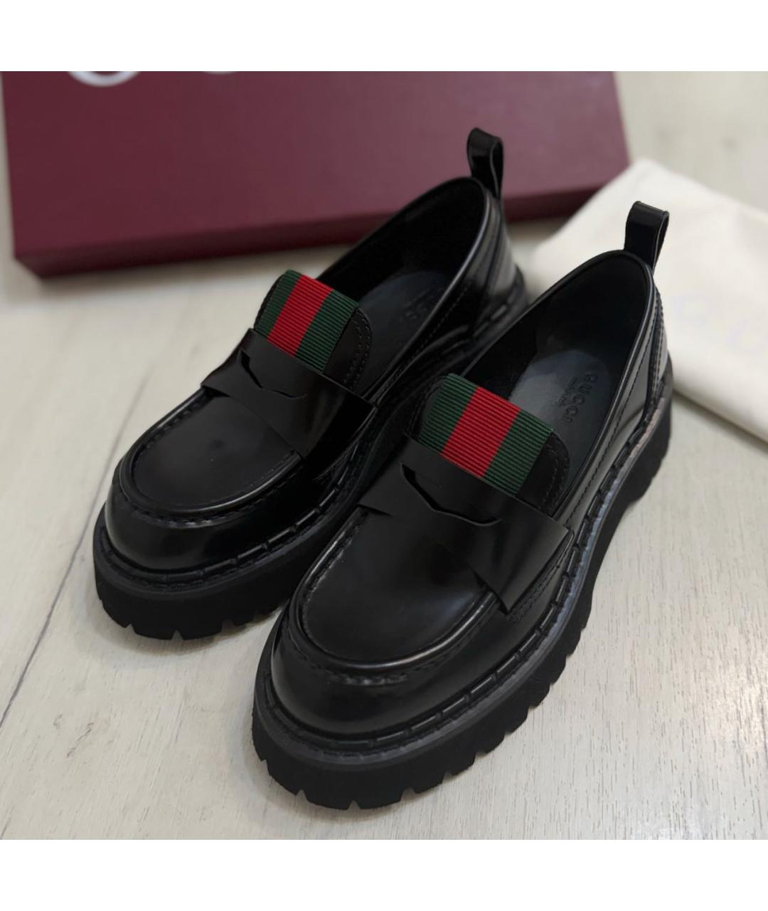 GUCCI Черные кожаные лоферы, фото 2