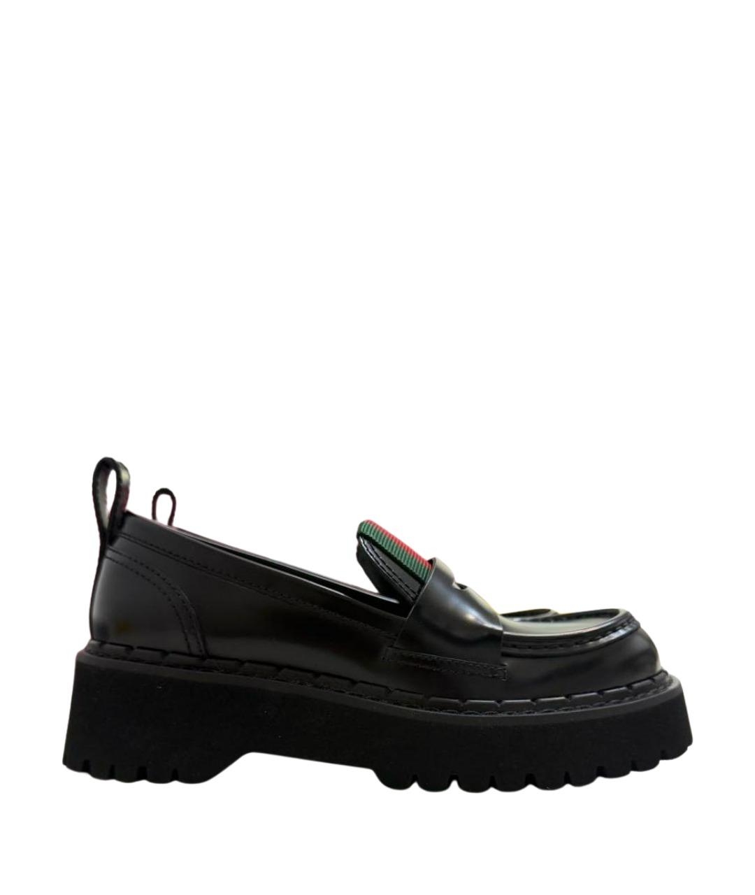 GUCCI Черные кожаные лоферы, фото 1