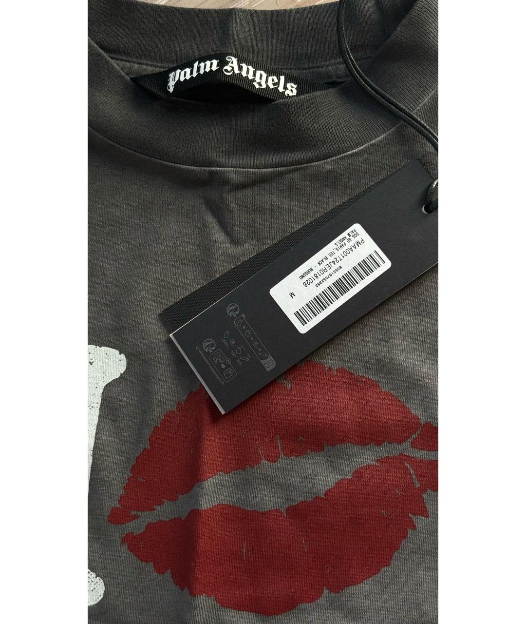 PALM ANGELS Серая хлопковая футболка, фото 4