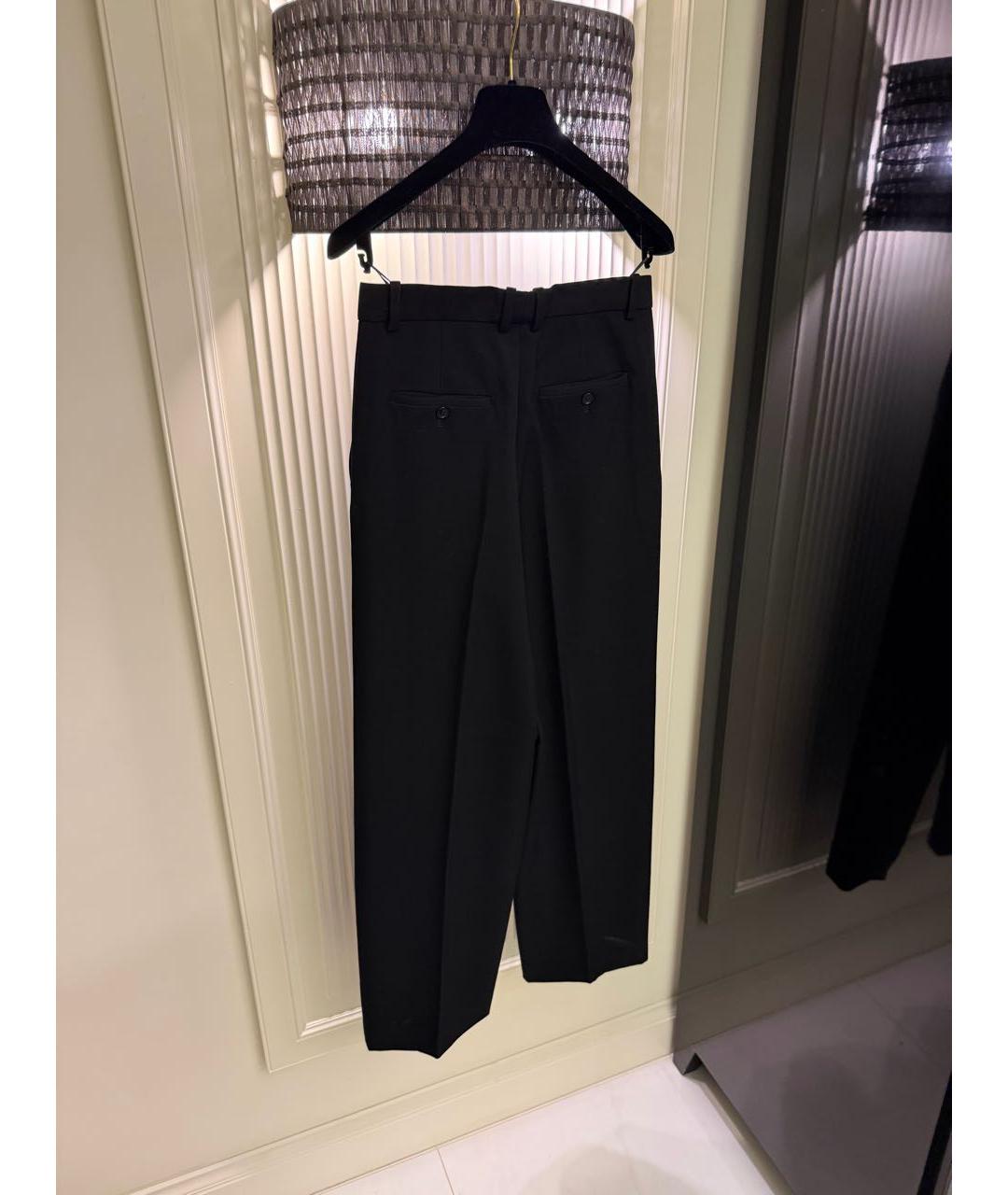 SAINT LAURENT Черные шерстяные прямые брюки, фото 4