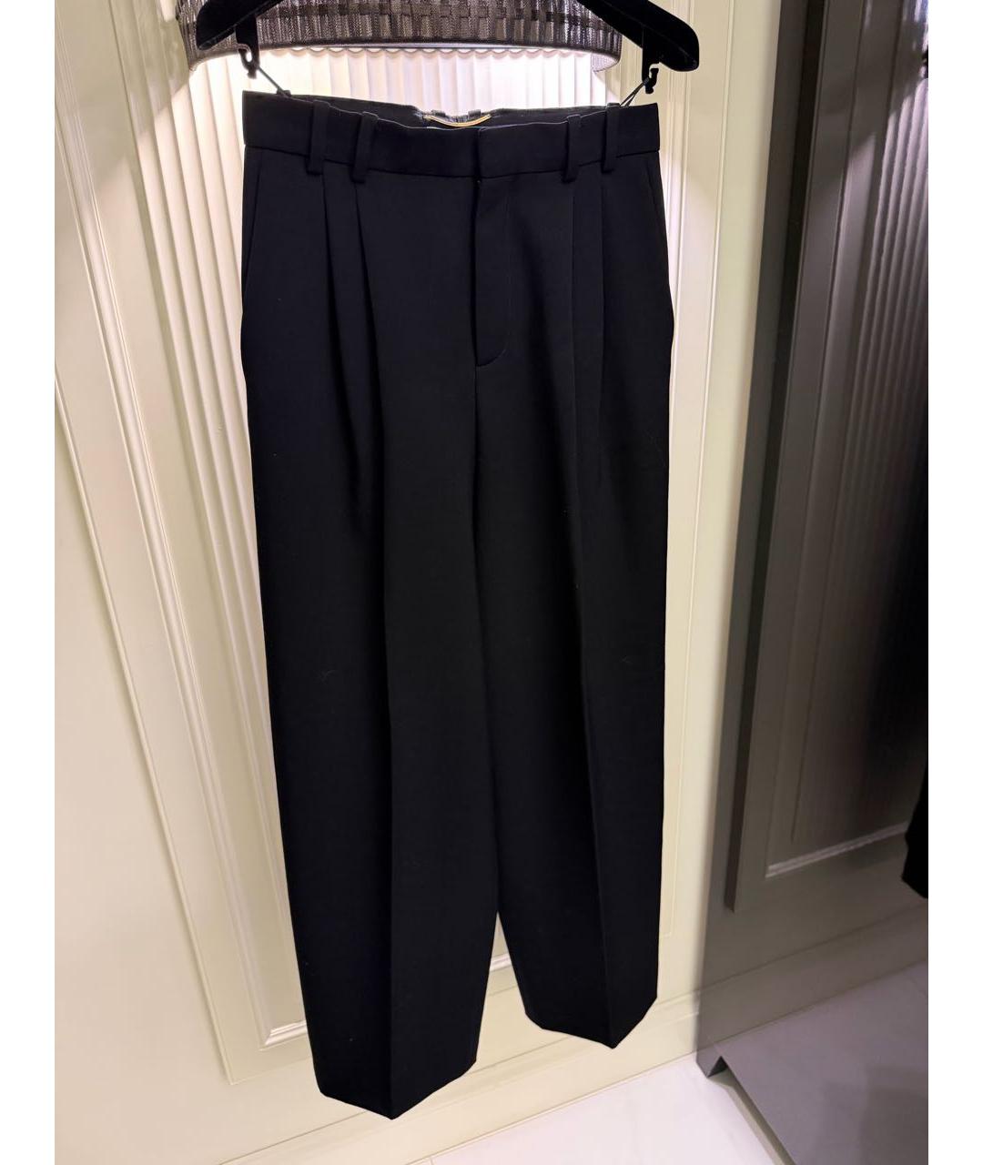 SAINT LAURENT Черные шерстяные прямые брюки, фото 2
