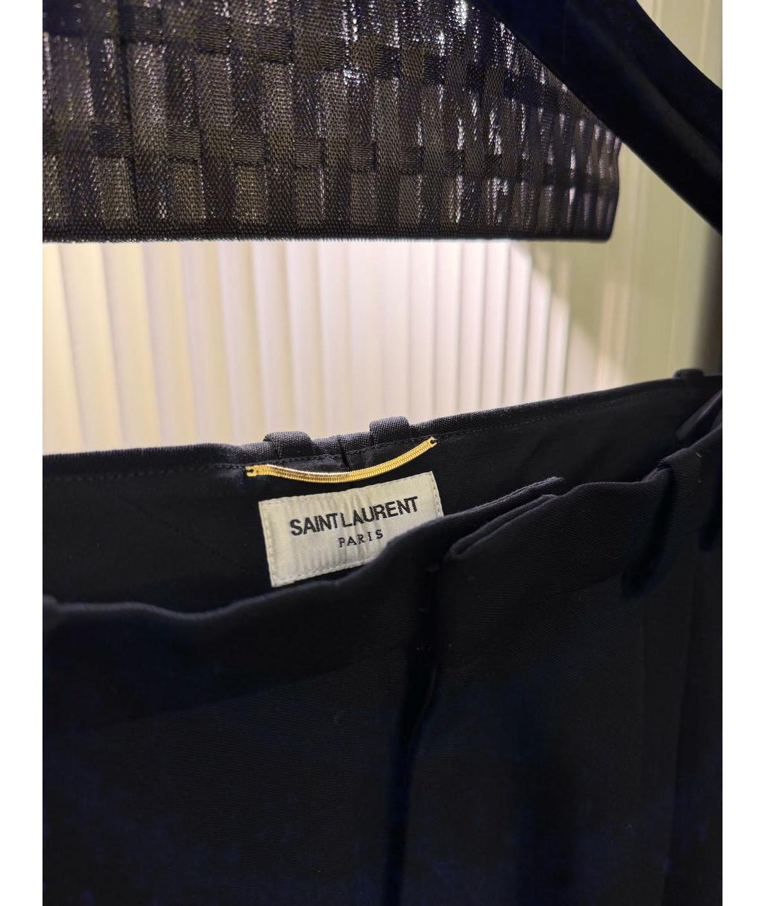 SAINT LAURENT Черные шерстяные прямые брюки, фото 3