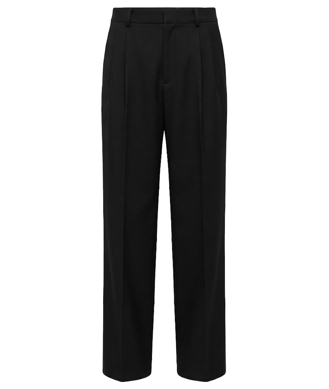 SAINT LAURENT Черные шерстяные прямые брюки, фото 1