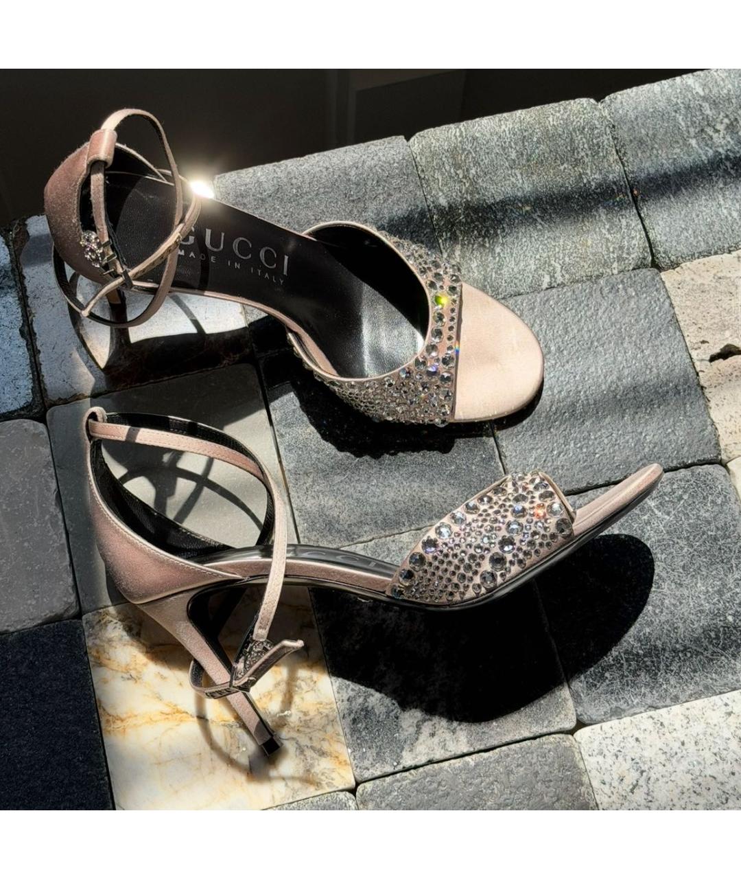 GUCCI Розовые текстильные босоножки, фото 5