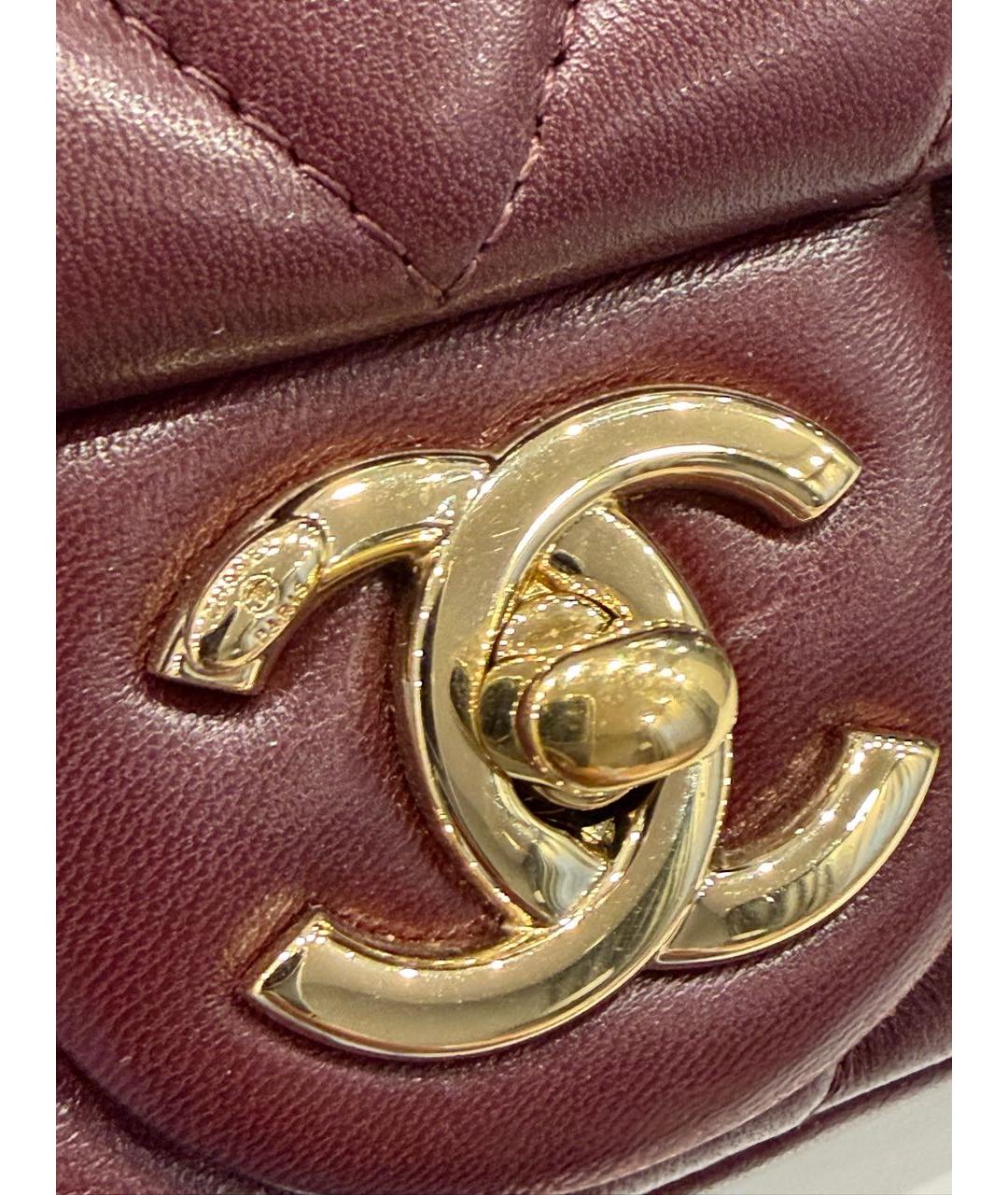 CHANEL Бордовая кожаная сумка через плечо, фото 8