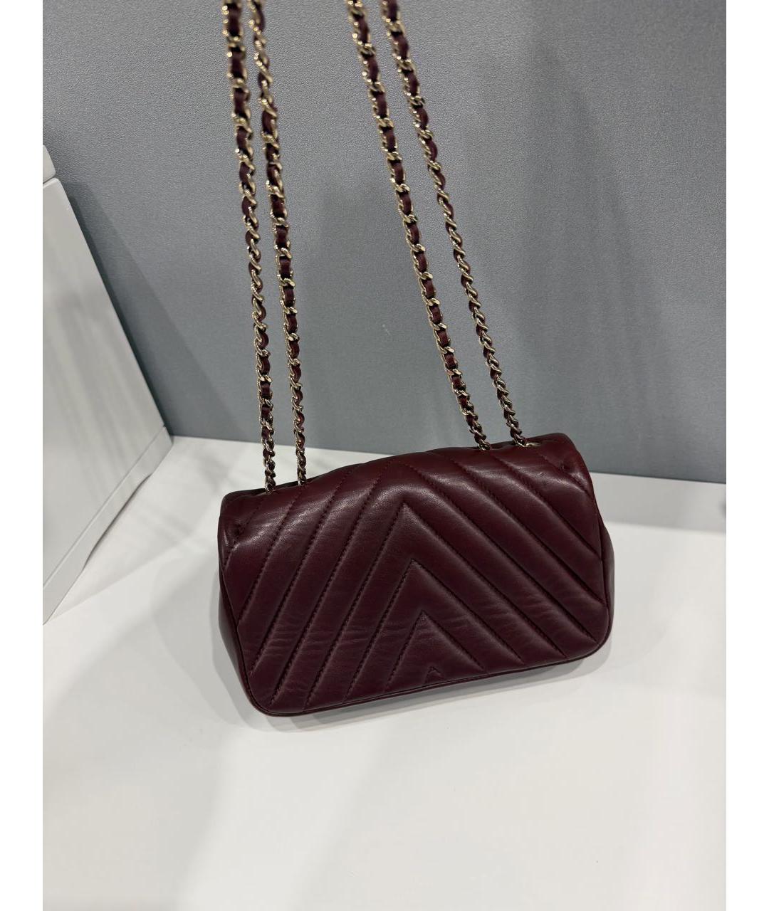 CHANEL Бордовая кожаная сумка через плечо, фото 5