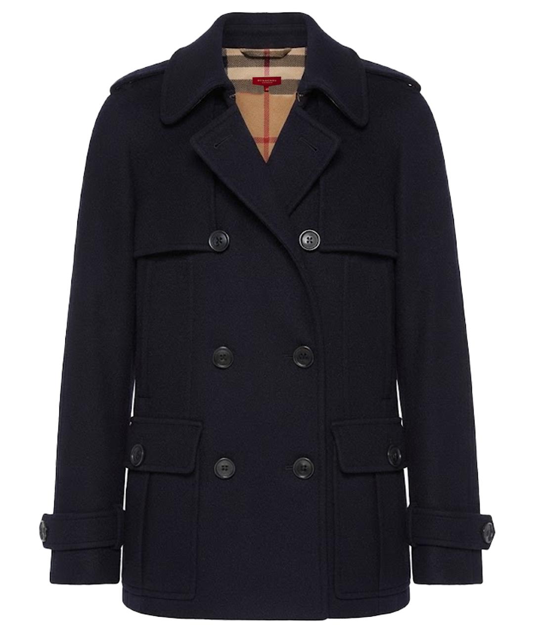 BURBERRY Темно-синее шерстяное пальто, фото 1