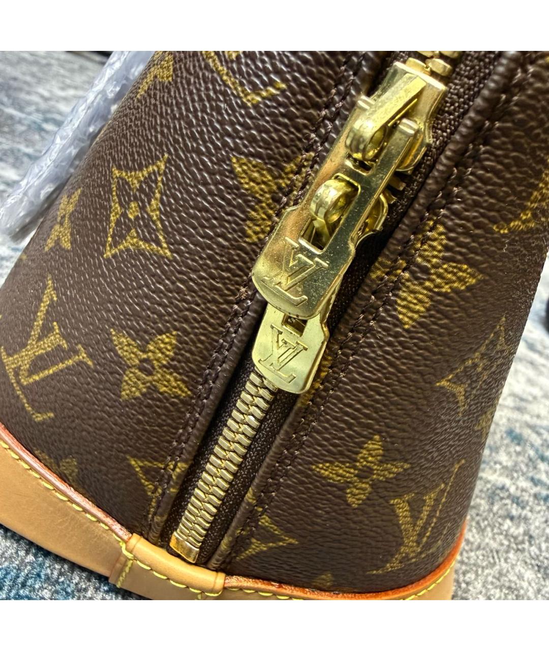 LOUIS VUITTON Коричневая сумка с короткими ручками из канвы, фото 7
