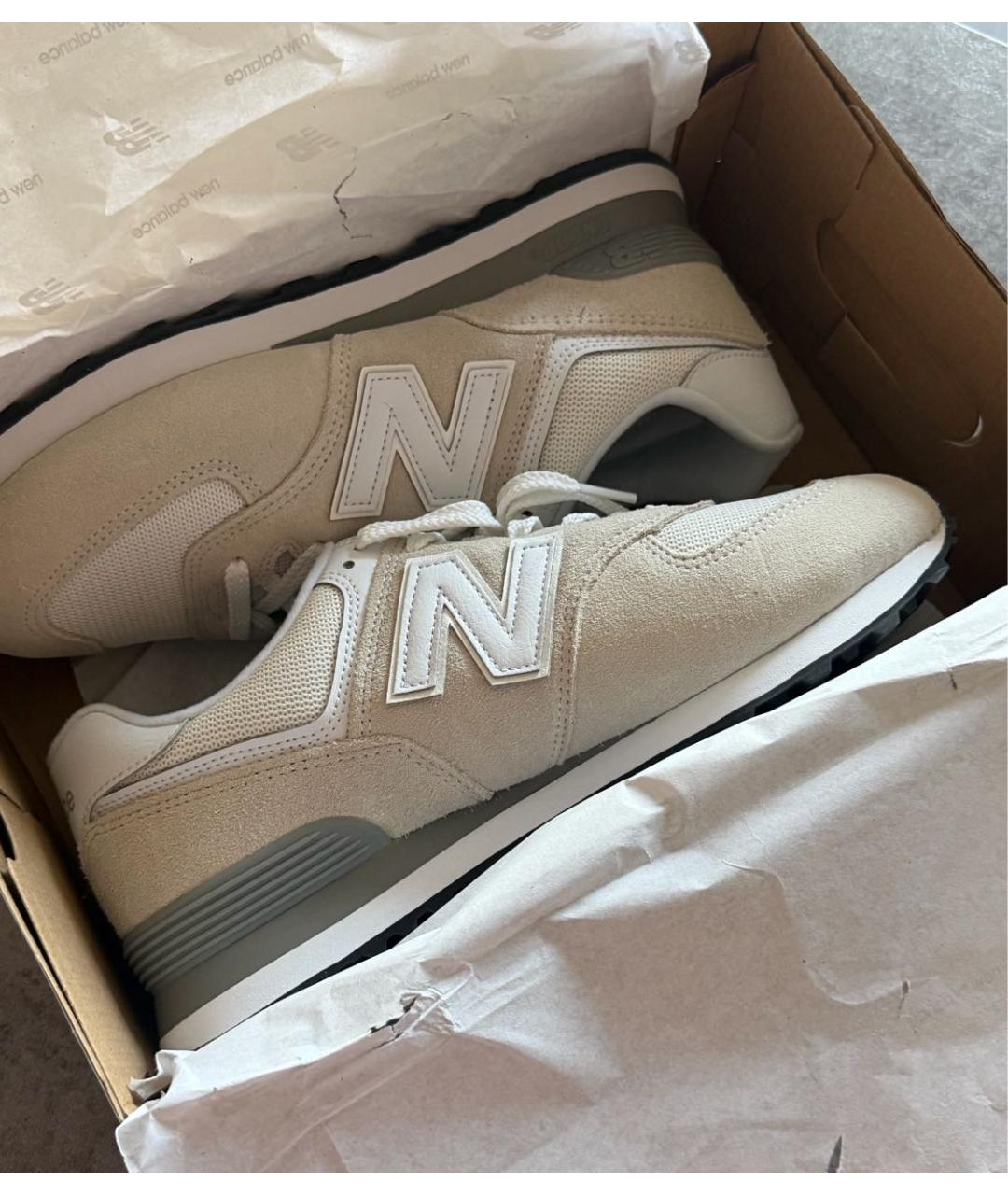 NEW BALANCE Бежевые замшевые низкие кроссовки / кеды, фото 5