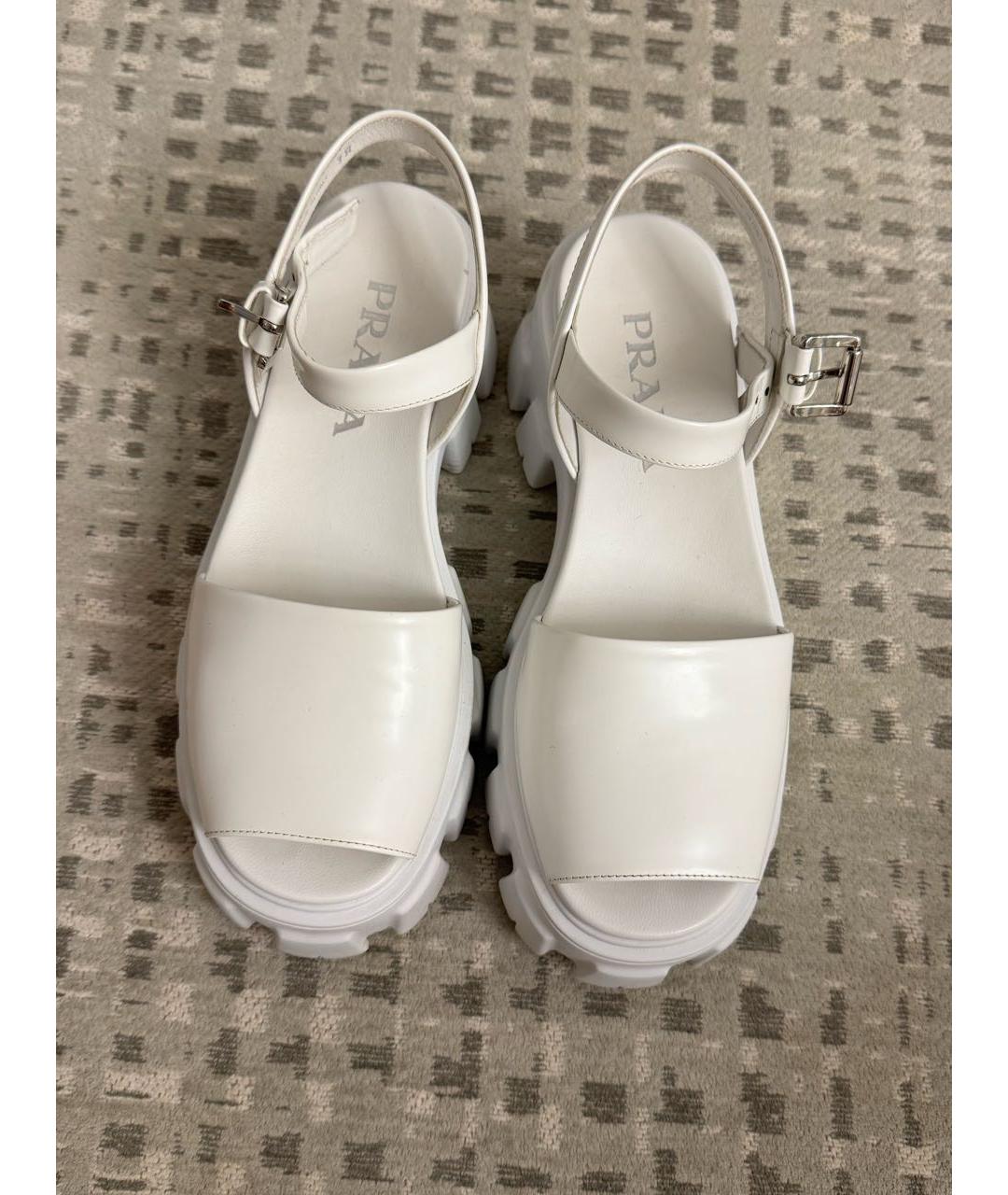 PRADA Белые кожаные босоножки, фото 3