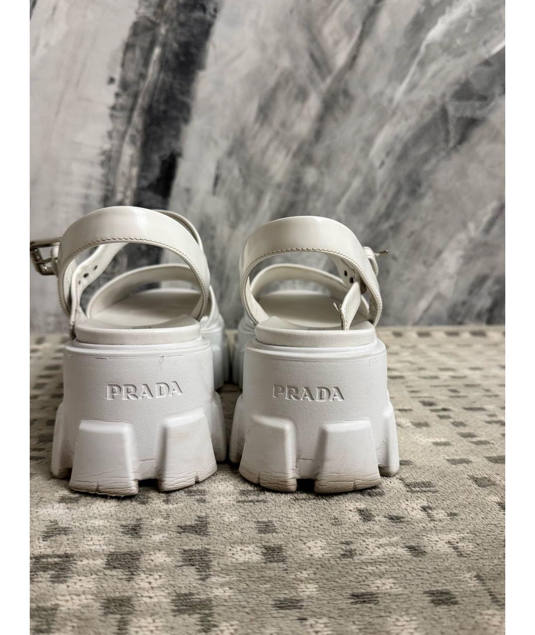 PRADA Белые кожаные босоножки, фото 4