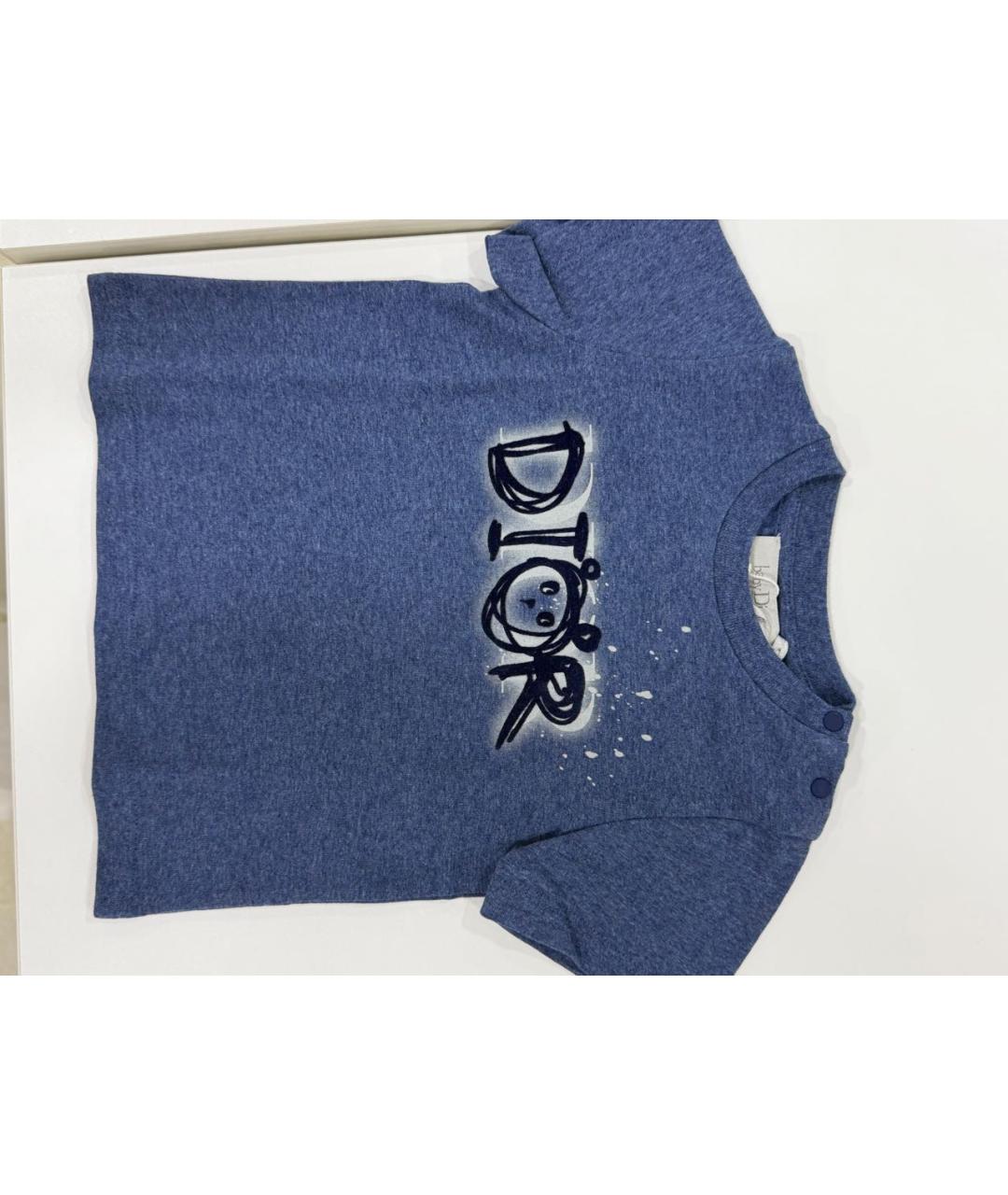 BABY DIOR Синяя хлопковая детская футболка, фото 4
